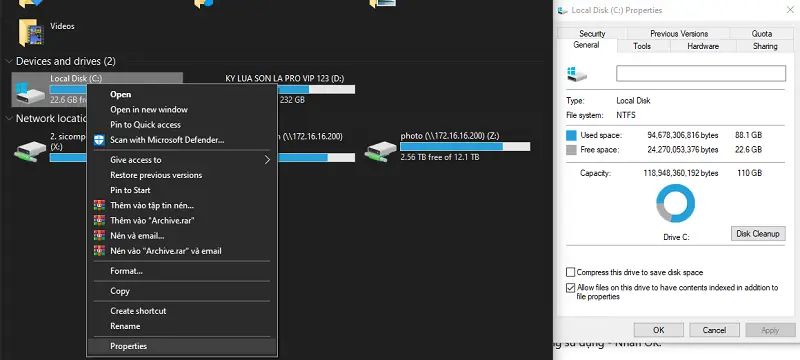 Dùng Disk Cleanup để dọn dẹp không gian và giải phóng RAM